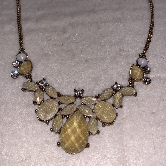 Gorgeous Yellow Lemon Drop Bib Choker with Rhinestones - Picture 2 of 5